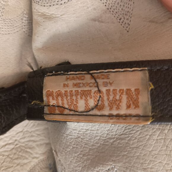 Cowtown Men’s Black Western Cowboy Boots White Embroidery Size 11.5 - Picture 12 of 15